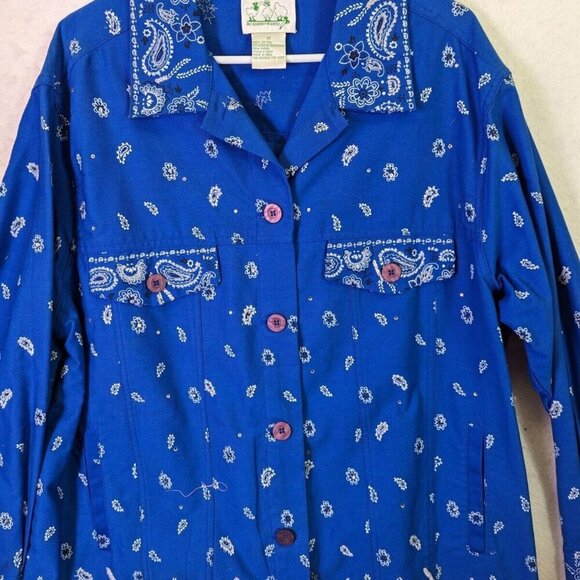 Quacker Factory Women Plus size 1X Rhinestone Handkerchief Lightweight Jacket - Picture 2 of 16